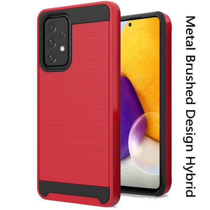 For Samsung Galaxy A73 5G Hybrid Rugged Brushed Metallic Design [Soft TPU + Hard PC] Dual Layer Shockproof Armor Impact  Phone Case Cover