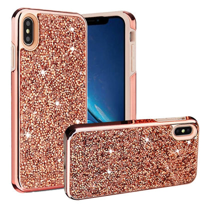 For Apple iPhone XR Bling Rhinestone Diamond Shiny Glitter Hybrid Dual Layer Defender Rugged Hard PC TPU Rubber Protective  Phone Case Cover