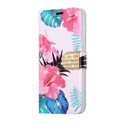 For Samsung Galaxy A33 5G Design Pattern PU Leather Wallet Case 3D Diamond Bling Buckle Credit Card Slot Stand Pouch Flip  Phone Case Cover