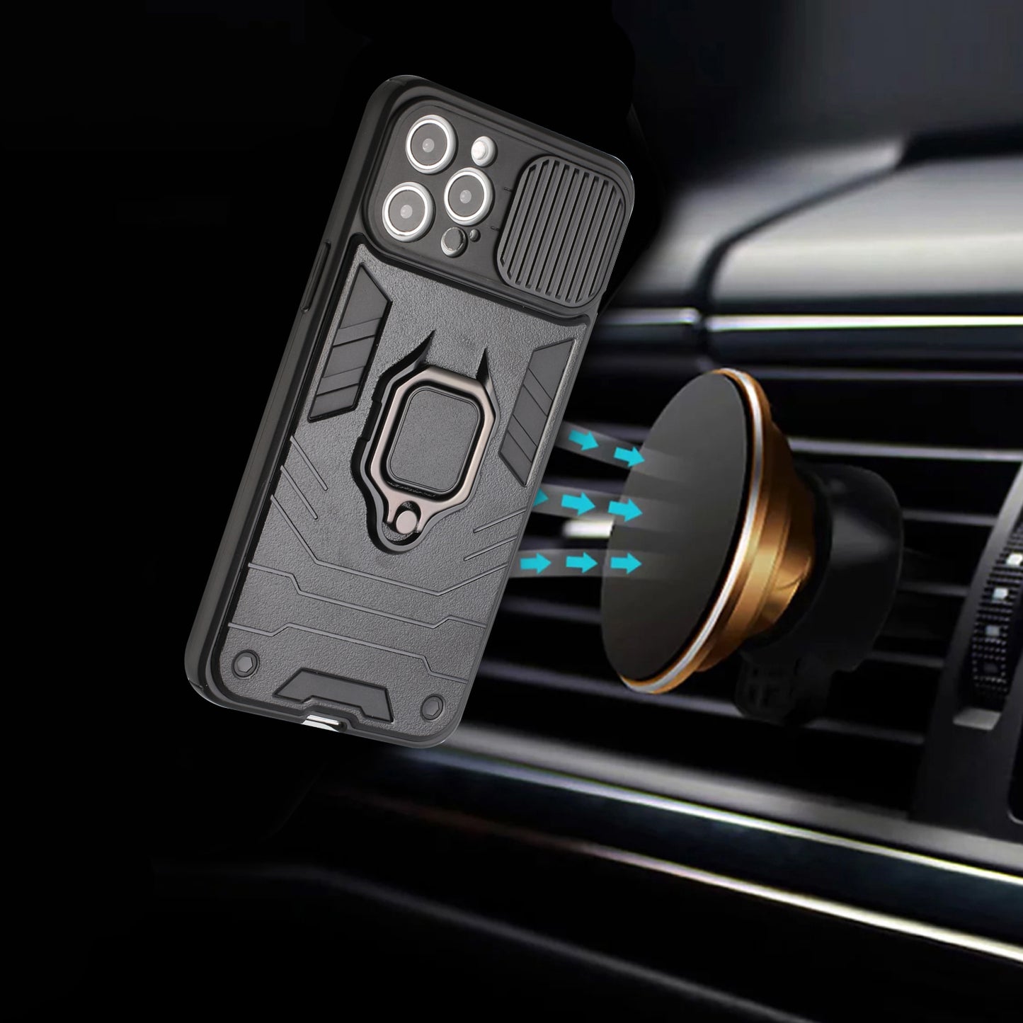 For Apple iPhone 13 Pro (6.1") Kickstand Hybrid with Camera Protector, Built-in 360° Rotate Ring Stand PC & TPU Bumper  Phone Case Cover