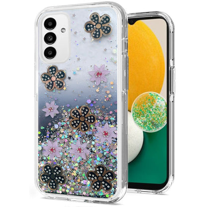 For Motorola Moto G 5G 2022 Floral Stylish Design Glitter Shiny Hybrid Rubber TPU Hard PC Shockproof Armor Slim Fit  Phone Case Cover