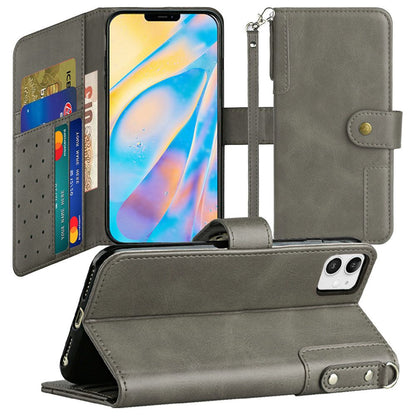 For Apple iPhone 13 Pro Max (6.7") Wallet Case with Credit Card Holder, PU Leather Flip Pouch Kickstand & Strap TPU Shockproof Protective  Phone Case Cover