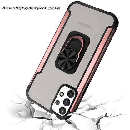 For Samsung Galaxy A73 5G Clear Military Grade Hybrid Protective with Ring Holder Kickstand [Magnetic Car Mount Feature]  Phone Case Cover