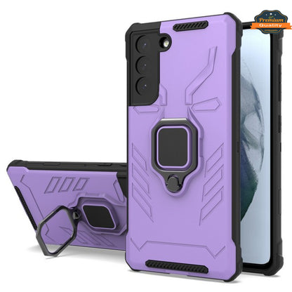 For Samsung Galaxy S20 FE /Fan Edition 5G Shock-Proof Magnetic Car Mount Kickstand Ring Texture Rugged Hybrid Dual Layer Purple Phone Case Cover