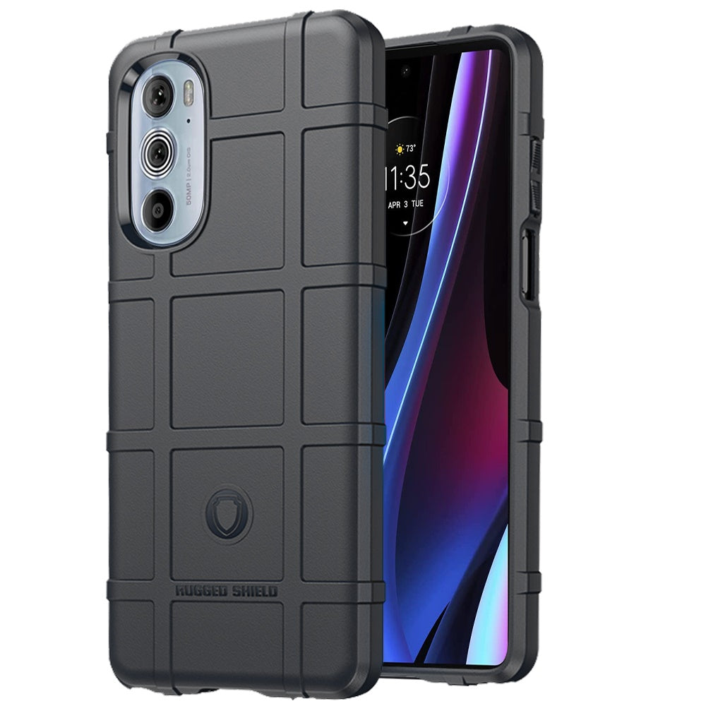 For Motorola Edge+ 2022 /Edge Plus Rugged Shield Hybrid TPU Thick Rough Armor Tactical Matte Grip Silicone Texture  Phone Case Cover