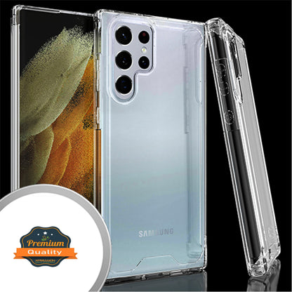 For Samsung Galaxy S23 /Plus /Ultra Slim Fit Frame Shockptoof Hybrid Rubber Silicone Gummy TPU Clear Hard Back Protective  Phone Case Cover