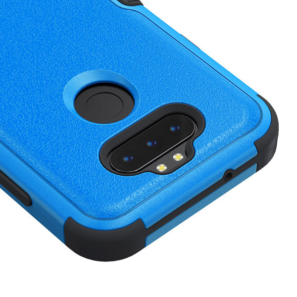 For LG K31 /Aristo 5/Fortune 3/Tribute Monarch / Phoenix 5 Hybrid Three Layer Hard PC Shockproof Heavy Duty TPU Rubber Blue Phone Case Cover