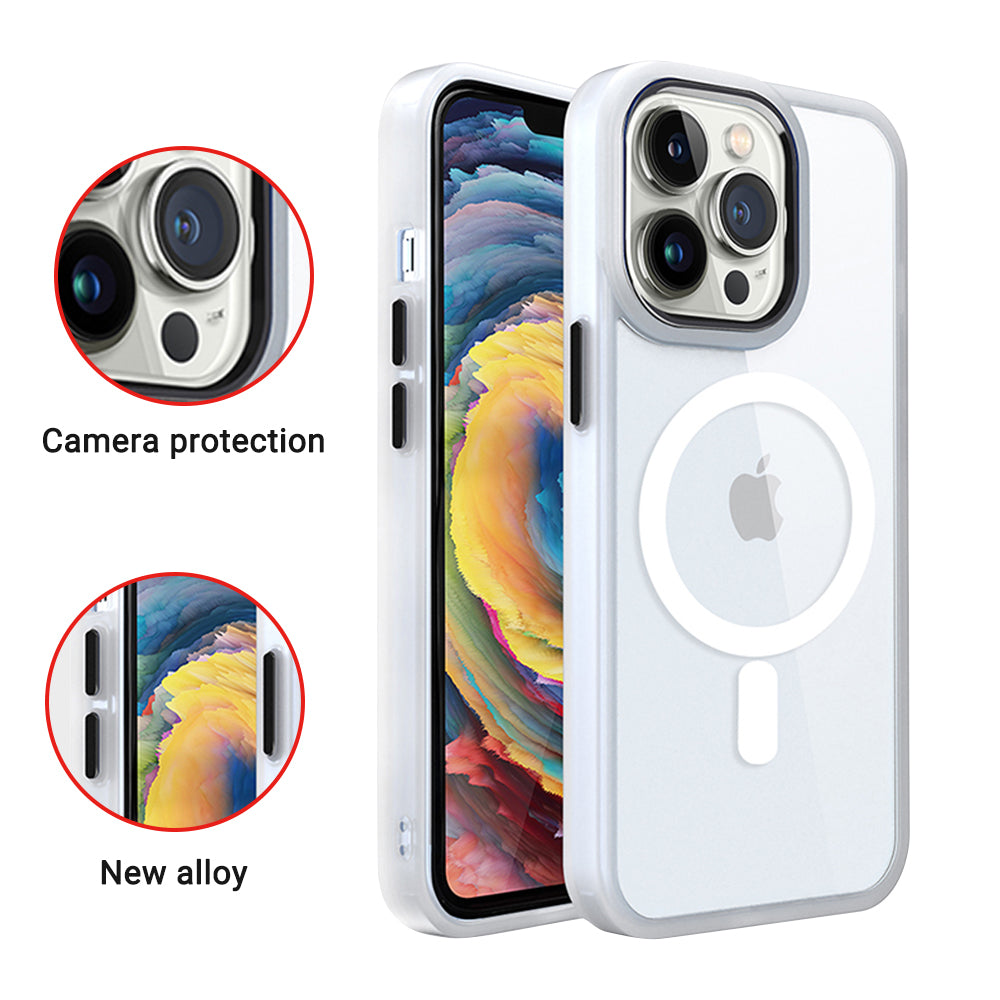 For Apple iPhone 14 /Plus Pro Max Transparent Magnetic Compatible with MagSafe Hybrid Soft Edge Shockproof  Phone Case Cover