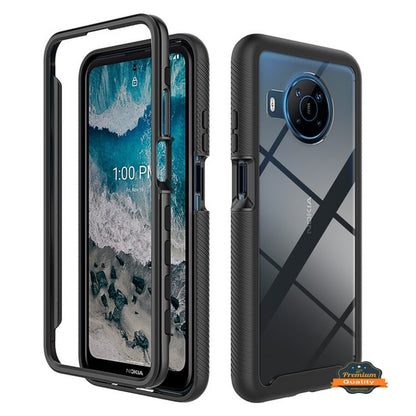 For Nokia X100 Full Body Frame Armor Slim Hybrid Double Layer Hard PC + TPU Transparent Back Rugged Bumper Shockproof  Phone Case Cover
