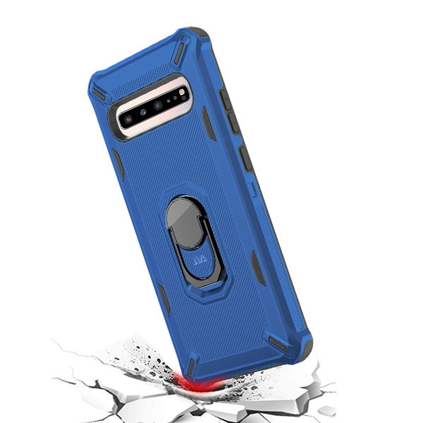 For Samsung Galaxy S10 5G (6.7") Slim Rugged Shockproof Hybrid with Ring Stand Holder Blue Phone Case Cover