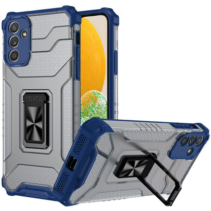 For Samsung Galaxy A02S Transparent 360 Rotation Built-in Magnetic Ring Kickstand Holder Hybrid Rugged Armor Bumper  Phone Case Cover