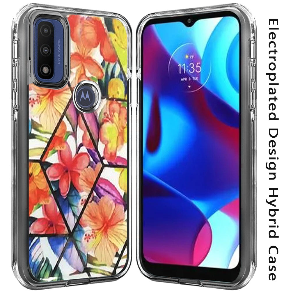 For Motorola Moto G Pure Electroplated Design Pattern Hybrid Luxury Fashion Hard PC TPU Bumper Hybrid Shook-Proof Armor  Phone Case Cover