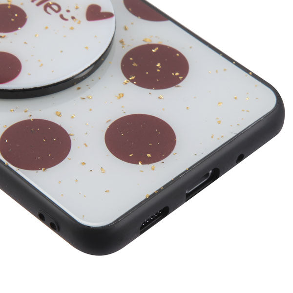 For Samsung Galaxy S20 Ultra (6.9) Mirror Stand Hybrid Shockproof Slim Hard PC TPU Rugged Bumper Smile Bubble Polka Dots Phone Case Cover