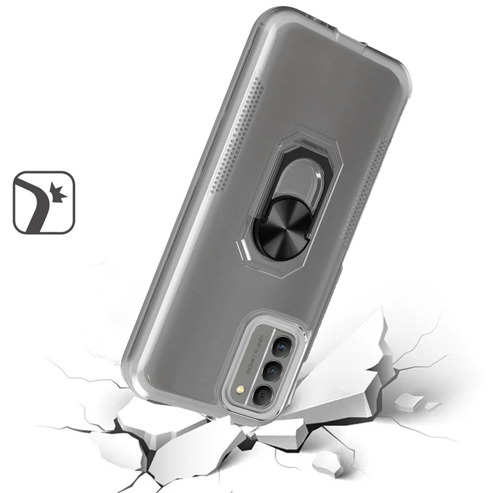 For Nokia G400 5G Clear Transparent Armor Rugged Defender Shockproof Hybrid with Ring Holder Kickstand  Phone Case Cover