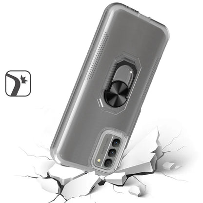 For Nokia G400 5G Clear Transparent Armor Rugged Defender Shockproof Hybrid with Ring Holder Kickstand  Phone Case Cover
