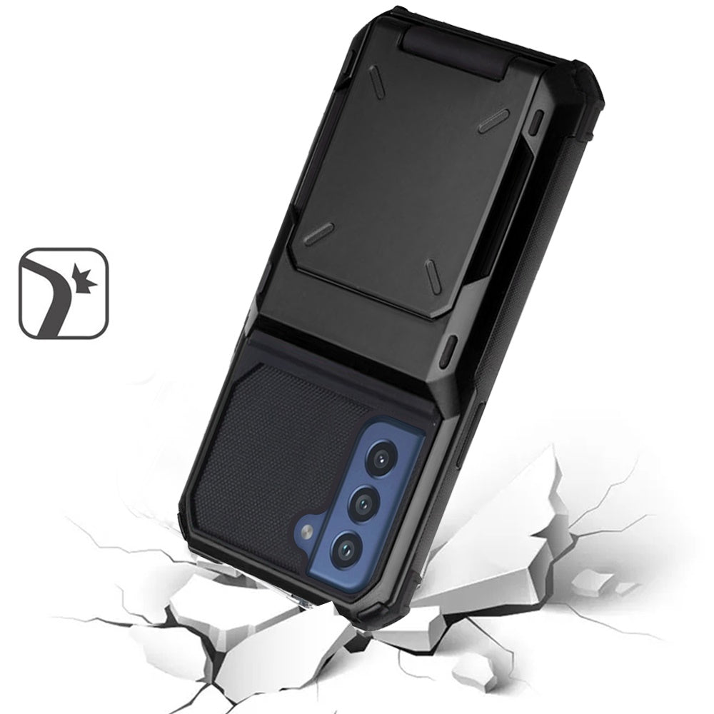 For Samsung Galaxy S22 Multiple Wallet Hidden Credit Card Holder (Upto 5 Cards) Shockproof Hybrid Armor Durable  Phone Case Cover