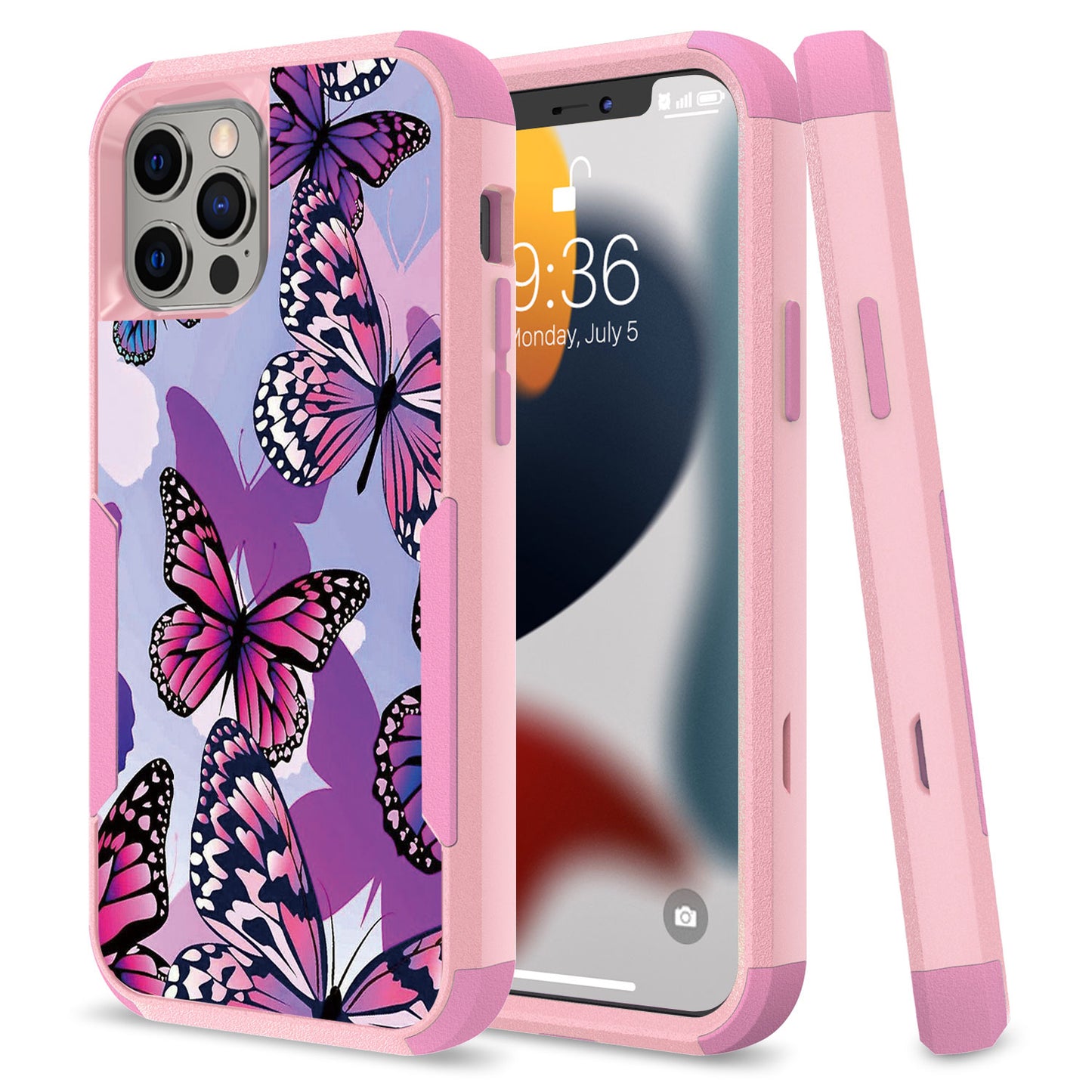 For Apple iPhone 13 Pro (6.1") Fashion Design Three Layer Heavy Duty Hybrid Sturdy 3in1 Shockproof Hard PC Back Protective  Phone Case Cover