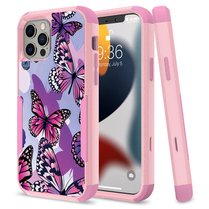 For Apple iPhone 13 Pro (6.1") Fashion Design Three Layer Heavy Duty Hybrid Sturdy 3in1 Shockproof Hard PC Back Protective  Phone Case Cover