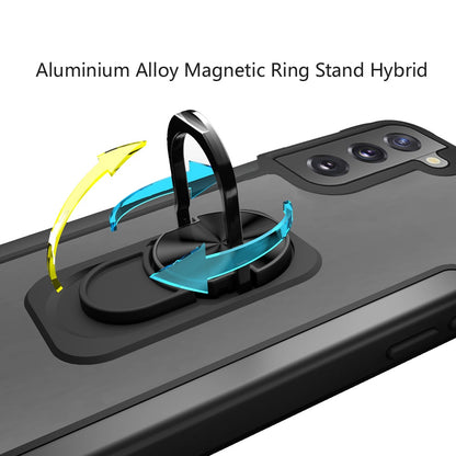 For Samsung Galaxy S22 Ultra Clear Stand Military Grade Design Hybrid Ring Holder Kickstand [Magnetic Car Mount Feature]  Phone Case Cover