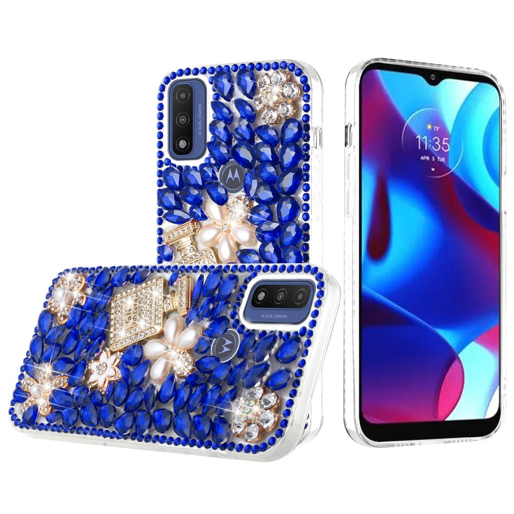 For Motorola Moto G Power 2022 Bling Clear Crystal 3D Full Diamonds Luxury Sparkle Transparent Rhinestone Hybrid Bumper  Phone Case Cover