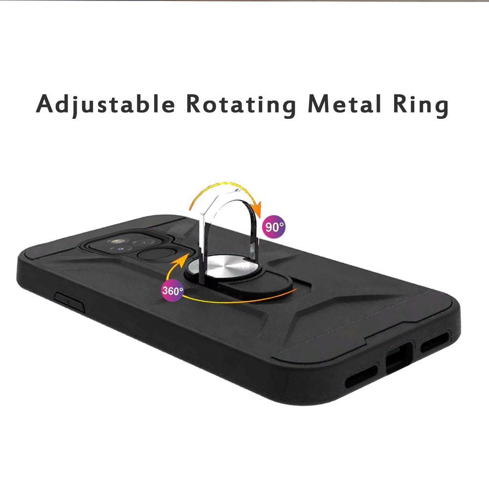 For Samsung Galaxy A02S Cases with Stand Kickstand Ring Holder [360° Rotating] Armor Dual Layer Work with Magnetic Car Mount PC+TPU Hard  Phone Case Cover