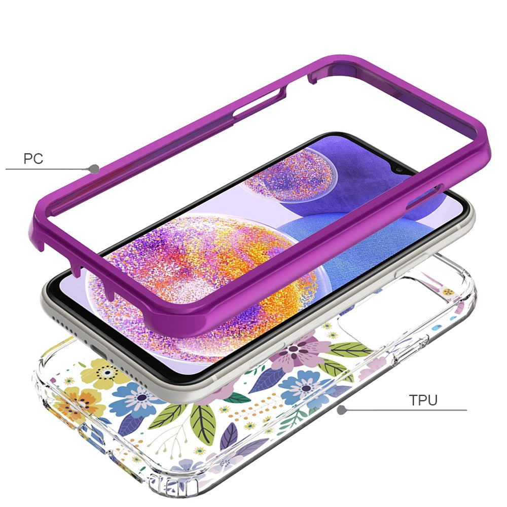 For Samsung Galaxy A23 5G Beautiful Design Hybrid Triple Layer Armor Hard PC Rubber Shockproof Frame  Phone Case Cover
