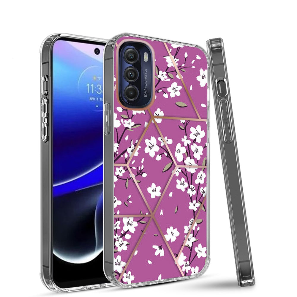 For Motorola Moto G Stylus 5G 2022 Fashion Art Floral IMD Design Beautiful Flower Pattern Hybrid PC Rubber Slim Hard Back  Phone Case Cover