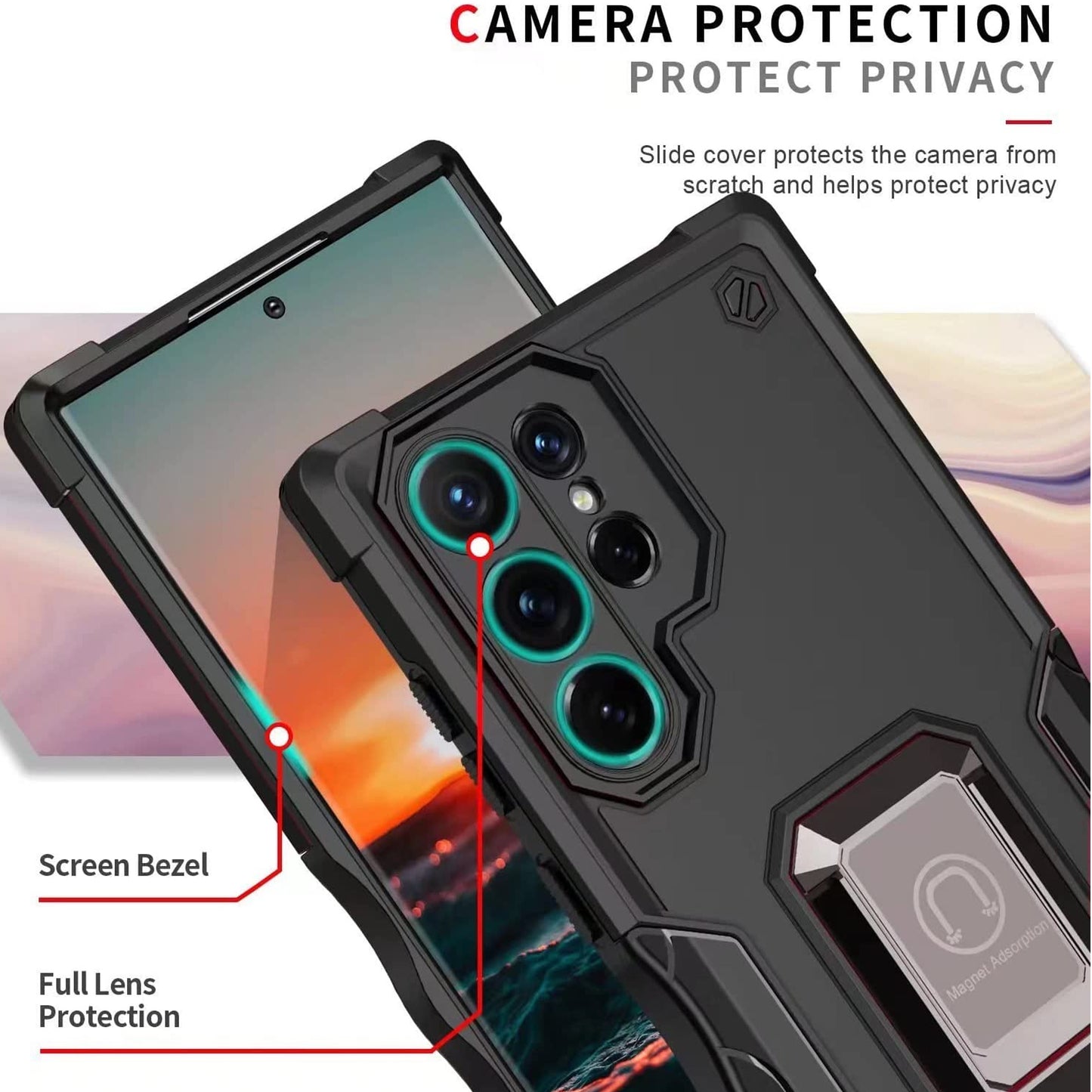 For Samsung Galaxy Z Fold 4 5G Heavy Duty Hybrid with Kickstand Ring Stand, Support Magnetic Car Mount Rugged TPU Shell  Phone Case Cover