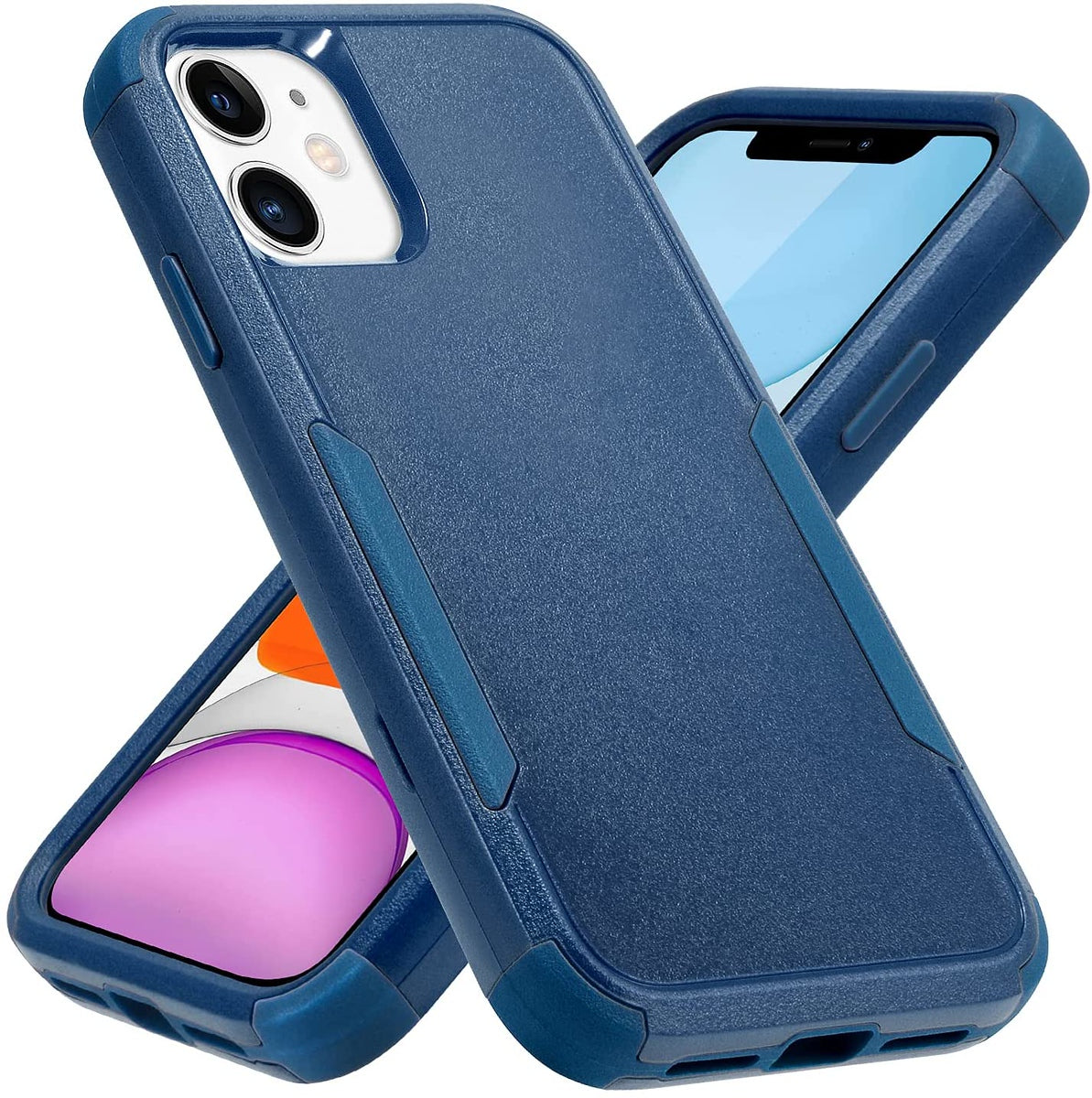 For Motorola Moto G Pure /G Power 2022 Hybrid Bumper Rugged Dual Layer Heavy-Duty Military-Grade 2in1 Rubber TPU + PC Blue Phone Case Cover