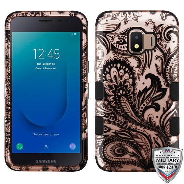 For Samsung Galaxy J2 /J2 Core/J2 Dash/J2 Pure Hybrid Three Layer Hard PC Shockproof Heavy Duty TPU Rubber Anti-Drop Phoenix Flower Phone Case Cover