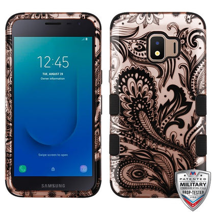 For Samsung Galaxy J2 /J2 Core/J2 Dash/J2 Pure Hybrid Three Layer Hard PC Shockproof Heavy Duty TPU Rubber Anti-Drop Phoenix Flower Phone Case Cover