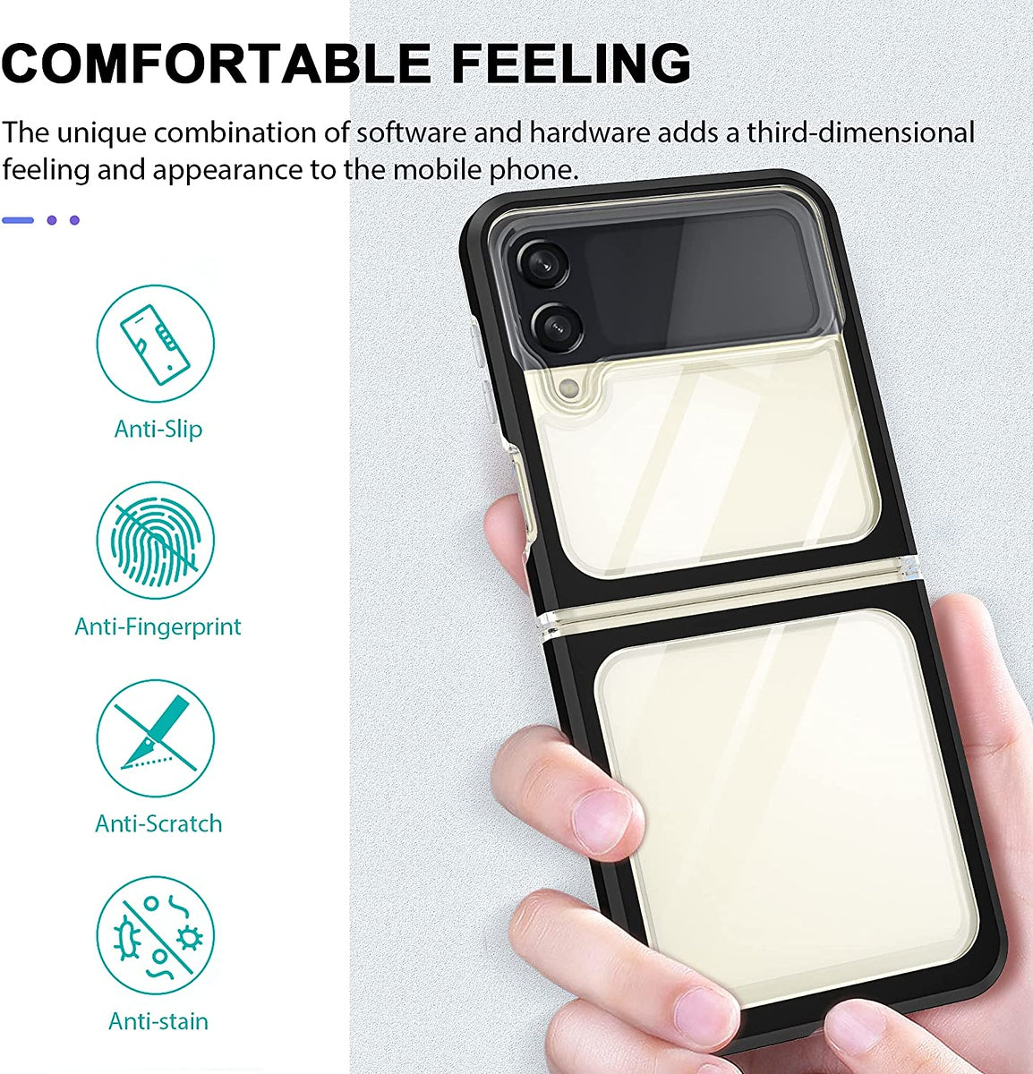 For Samsung Galaxy Z Flip 4 5G Clear Crystal Transparent Shock Absorption Hybrid Slim Hard PC Anti-Scratch Shell Protective  Phone Case Cover