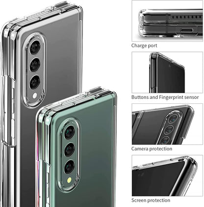 For Samsung Galaxy Z Fold 4 5G Ultra Thin Transparent Premium PC Hard TPU Full Protection Non-Slip Hybrid Shockproof Clear Phone Case Cover