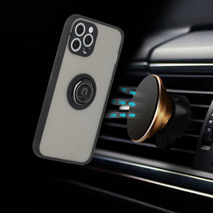 For Apple iPhone 14 (6.1") Hybrid Protective PC & TPU Shockproof with 360° Rotation Ring Metal Stand & Covered Camera  Phone Case Cover