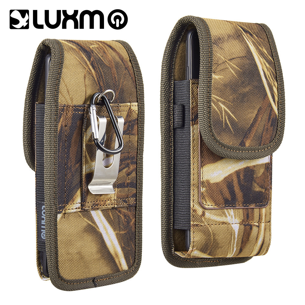 Universal Vertical Nylon Cell Phone Holster Case with Dual Credit Card Slots, Belt Clip Pouch and Belt Loop for Apple iPhone Samsung Galaxy LG Moto All Mobile phones Size 5.7" Universal Nylon [Camo Print]