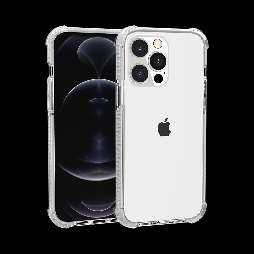 For Apple iPhone 13 Pro (6.1") Slim Hybrid Transparent Rubber Gummy Gel Hard PC Silicone TPU Color Bumper Frame  Phone Case Cover