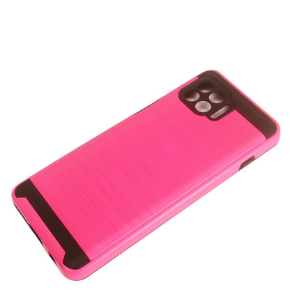For Motorola Moto G 5G UW, Moto One Lite Brushed Texture Slim Hybrid Shockproof Dual Layer Hard TPU Silicone Armor Rugged Pink Phone Case Cover