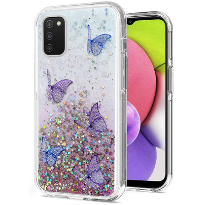 For Samsung Galaxy A53 5G Butterflies Glitter Bling Shiny Sparkle Glittering Flake Hybrid Hard PC TPU Silicone Slim  Phone Case Cover