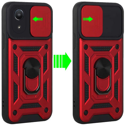 For Samsung A03 Core Hybrid Cases with Slide Camera Lens Cover and Ring Holder Kickstand Rugged Dual Layer Heavy Duty  Phone Case Cover