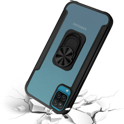 For Samsung Galaxy A22 5G Clear Military Grade Design Hybrid Protective with Ring Holder Kickstand [Magnetic Car Mount Feature]  Phone Case Cover