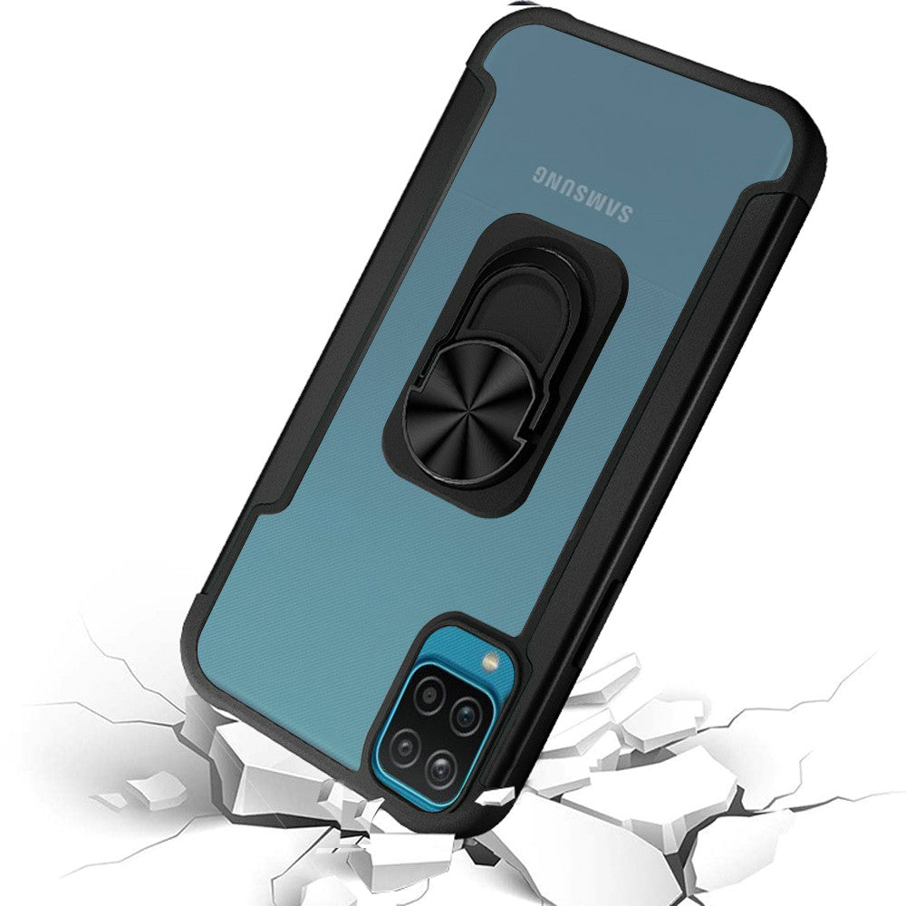 For Samsung Galaxy S20 FE /Fan Edition 5G Clear Alloy Hybrid with Ring Holder Kickstand [Magnetic Car Mount Feature]  Phone Case Cover