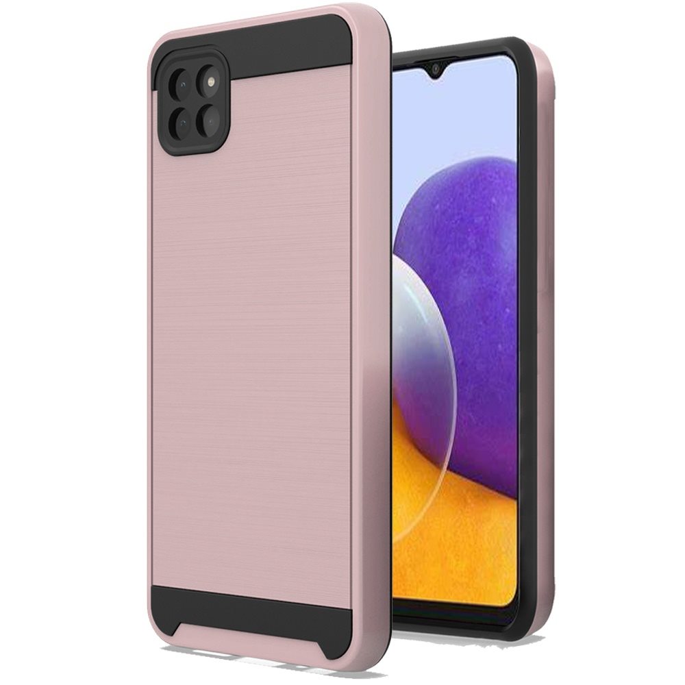 For Boost Mobile Celero 5G Hybrid Rugged Brushed Metallic Design [Soft TPU + Hard PC] Dual Layer Shockproof Armor Impact Slim  Phone Case Cover