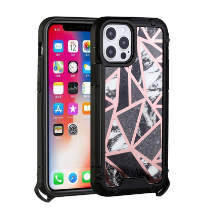 For Apple iPhone 13 Pro (6.1") Fashion Marbling Pattern IMD Design Hybrid ShockProof Armor Bumper Soft Rubber Hard PC Protective  Phone Case Cover