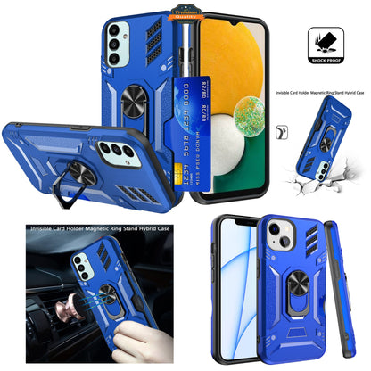 For Samsung Galaxy A53 5G Wallet Case Hybrid Ring Stand with Invisible Credit Card Holder Slim Shockproof Rugged Hard  Phone Case Cover
