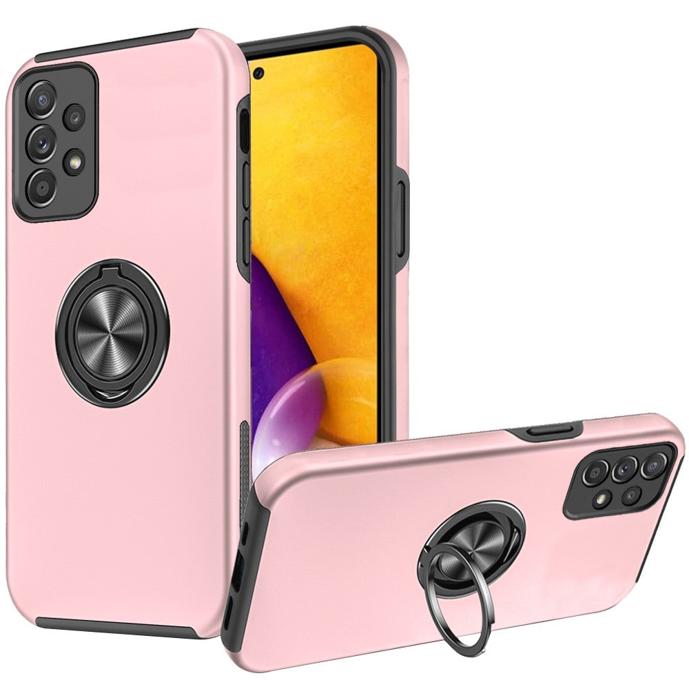 For Samsung Galaxy A73 5G Hybrid 360 Degree Rotatable Metal Invisible Ring Stand Holder Fit Magnetic Car Mount Shockproof Slim  Phone Case Cover