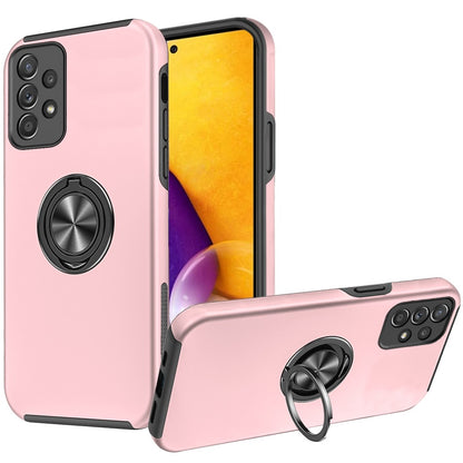 For Samsung Galaxy A73 5G Hybrid 360 Degree Rotatable Metal Invisible Ring Stand Holder Fit Magnetic Car Mount Shockproof Slim  Phone Case Cover