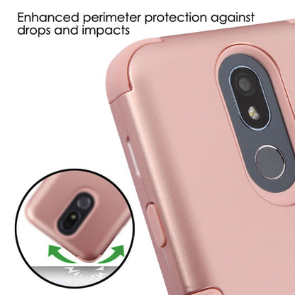 For LG K40 /Harmony 3 Hybrid Three Layer Hard PC Shockproof Heavy Duty TPU Rubber Anti-Drop Rose Gold Phone Case Cover