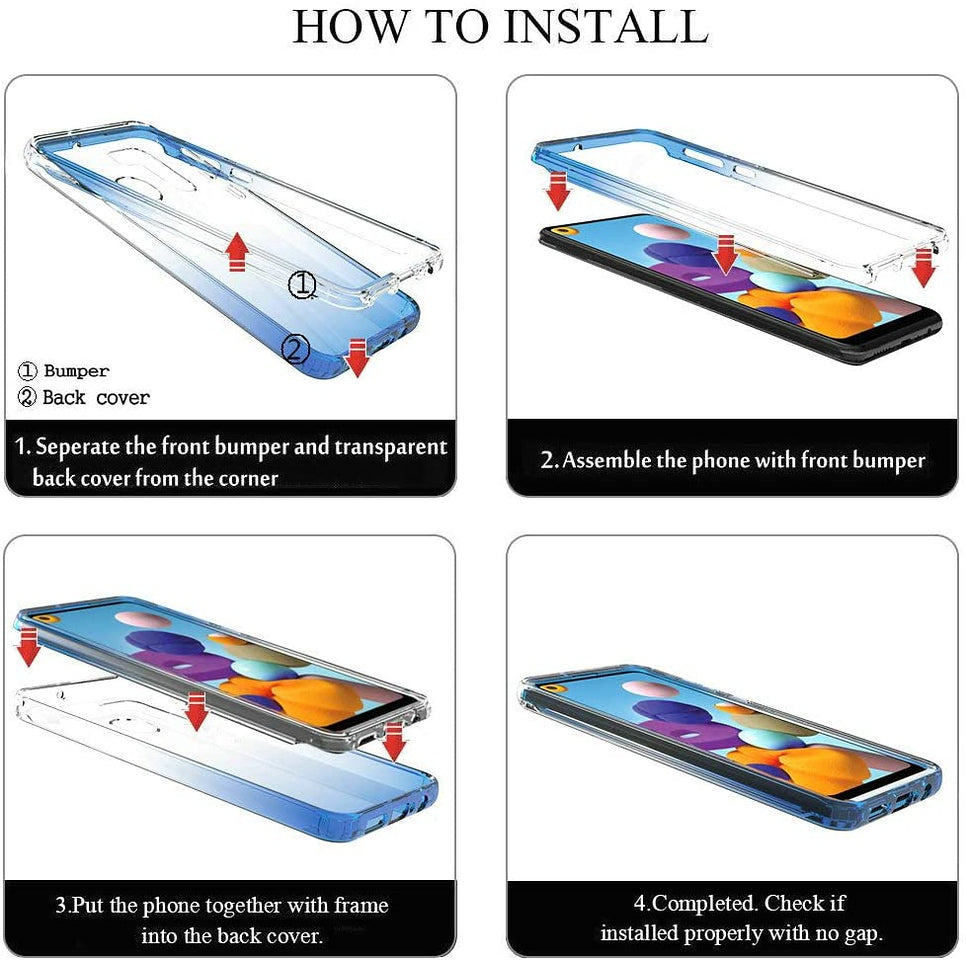 For Samsung Galaxy A33 5G Dual Layer Hybrid Clear Gradient Two Tone Transparent Shockproof Rubber Hard Protective Frame  Phone Case Cover