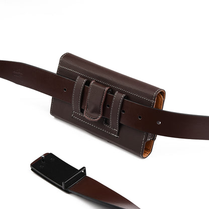 For Nokia C200 Horizontal Universal Carry Pouch Cell Phone Case PU Leather Holster Belt Clip Loop Card Slot & Magnetic Closure [Brown]