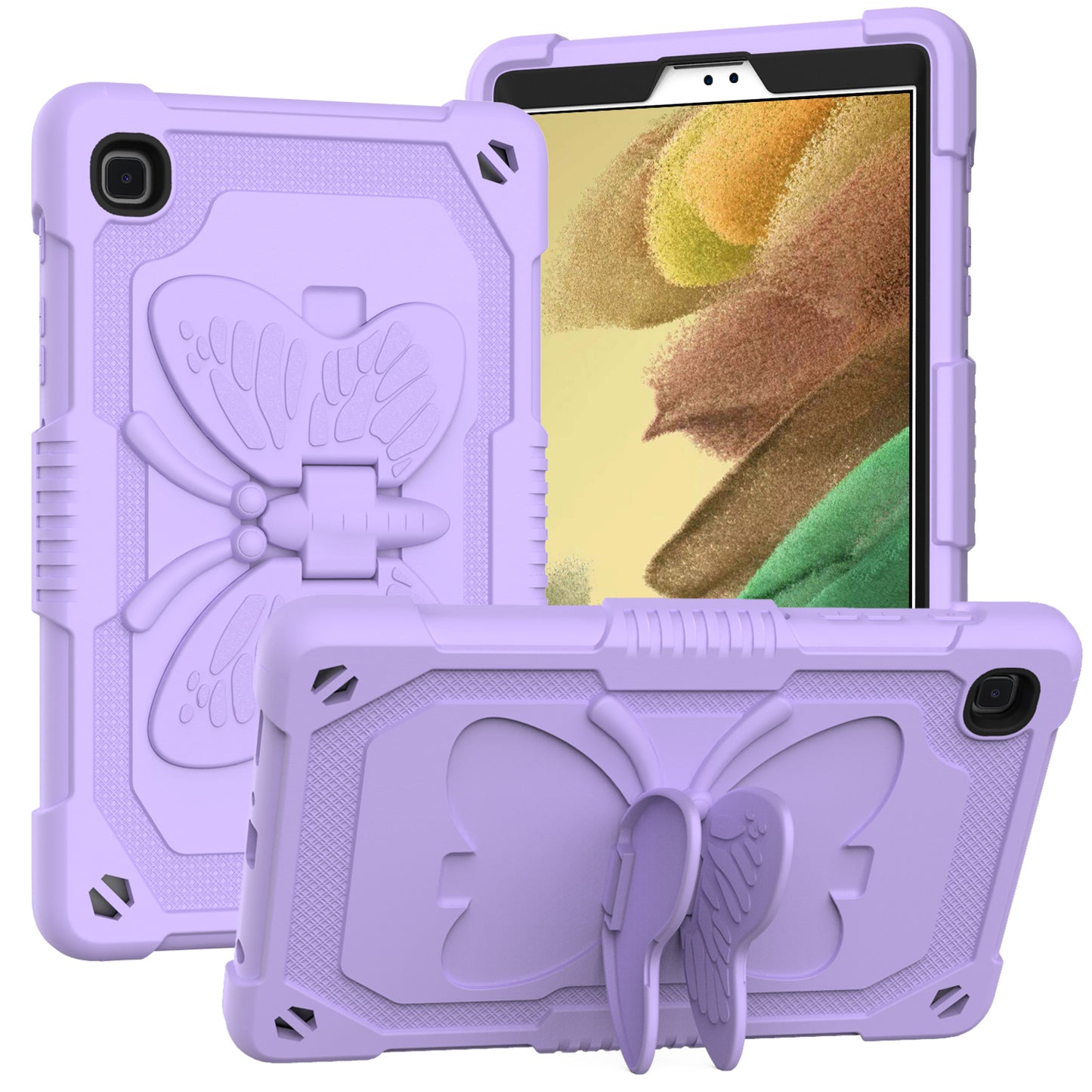 Case for Apple iPad Air 4 / iPad Air 5 / iPad Pro (11 inch) Butterfly Wings Kickstand 3in1 Tough Hybrid with Pencil Holder Heavy Duty Rugged Shockproof Full Protective Purple Tablet Cover